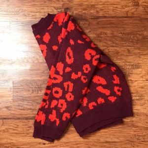 Abound red Leopard Print Sweater Sz M